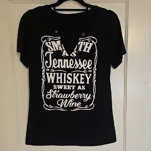 Black Graphic Tee with White Print